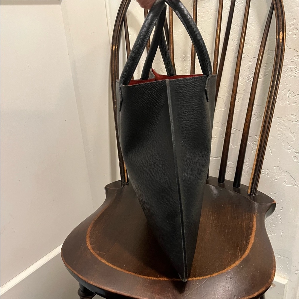 Stefano Serapian Milano Black Textured Leather  Handbag Tote - Picture 2 of 8